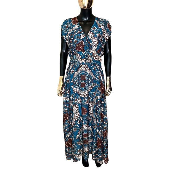 ✨ The Korner for Anthropologie Blue Boho Print Maxi Dress Size Medium NWT ✨ - Picture 6 of 15